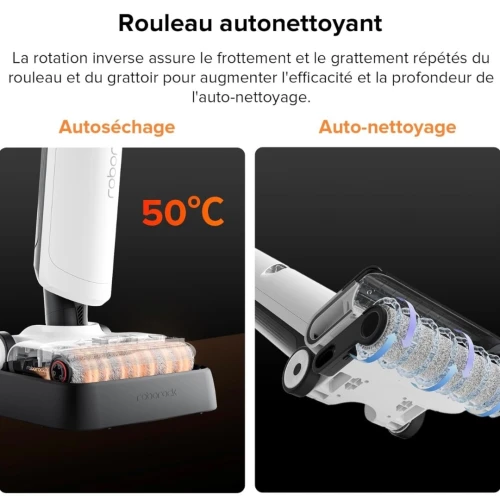 Balai Aspirateur Laveur Sans Fil Roborock Flexi Lite-17000pa - 40 Min Autonomie - Flexible-Écran LED