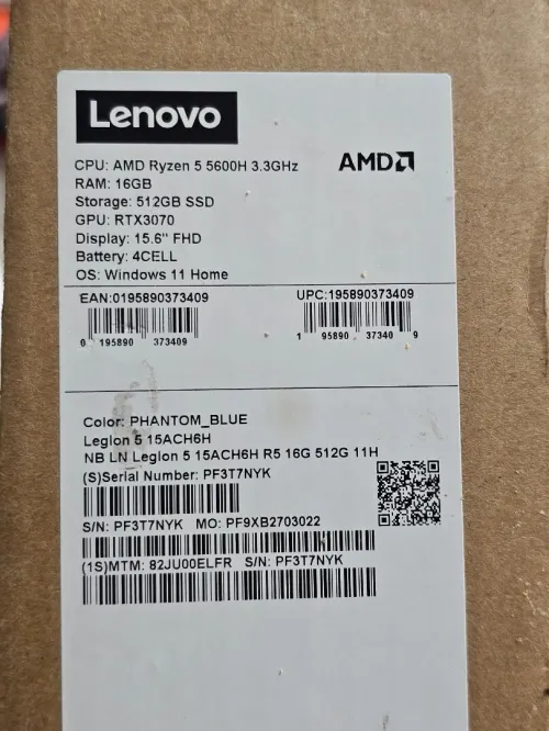 LEGION 5 5600H | RTX 3070 | 16gb 512ssd