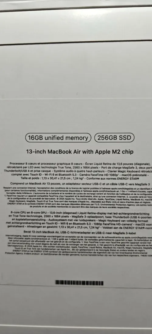 MacBook air 13"M2 16GB 256