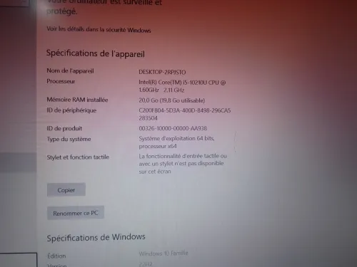 Pc Lenovo i5 10éme  20gb ram