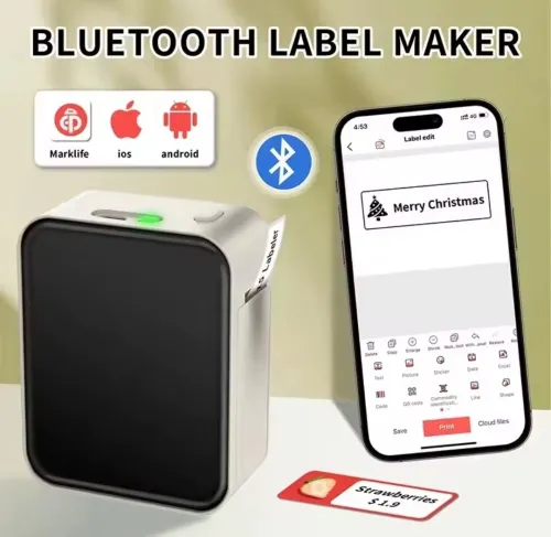 Imprimante d'étiquettes Bluetooth sans fil imprimante thermique Portable Marklife P15 Machine d'étiquetage sans encre Mini étiqueteuse P15 autocollant