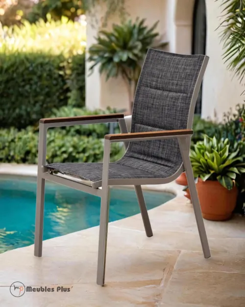 TABLE D'EXTERIEUR AVEC 6 CHAISES EN ALUMINIUM