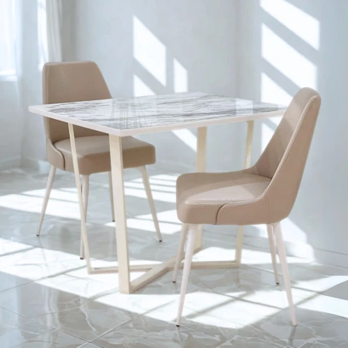 TABLE DE CUISINE BEIGE AVEC 2 CHAISE