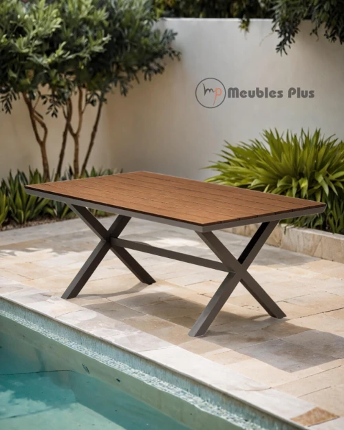 TABLE D'EXTERIEUR AVEC 6 CHAISES EN ALUMINIUM