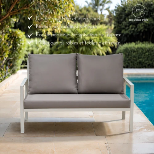 SALON JARDIN 4 PLACES EN ALUMINIUM