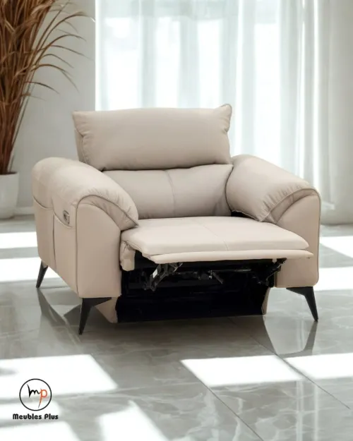 SALON RELAX 6 PLACE EN CUIR DIEGO BEIGE