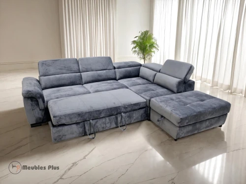 CANAPÉ D'ANGLE CONVERTIBLE AVEC COFFRE EN VELOUR