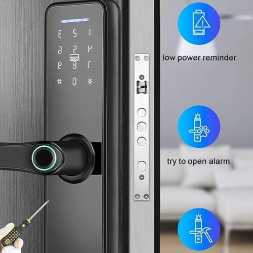 Serrure d'empreinte digitale, WiFi/cartes IC/mots de passe/intelligente écran tactile à clé 