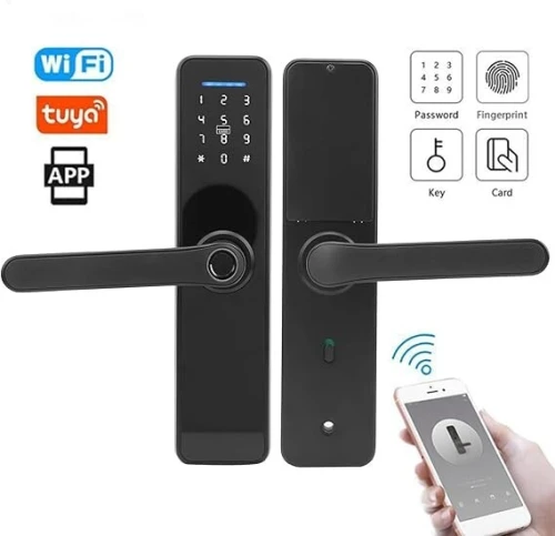 Serrure d'empreinte digitale, WiFi/cartes IC/mots de passe/intelligente écran tactile à clé 
