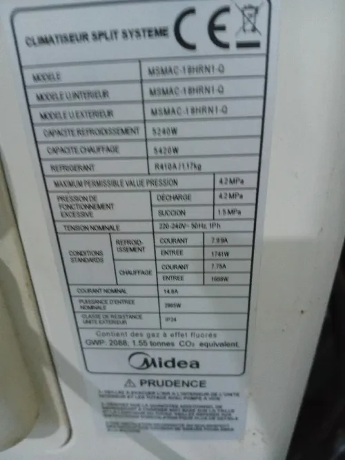 Vends 2 climatiseurs midea 24000 et 18000
