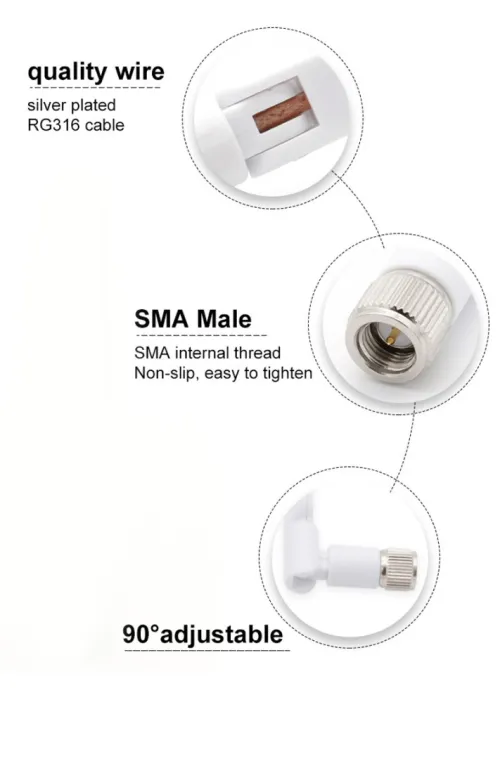 Pack 2 Antennes Externe Reception Antenne 4G Lte Sma Mâle 5Dbi Pour Routeur 4G Modem