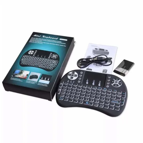 Mini Clavier Sans Fil 2.4 ghz rétro-éclairé Led Smart Tv Android Box Laptop Batterie rechargeable