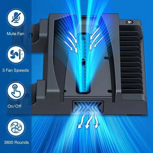 Support Docking Vertical Station de charge pour PS5 et manette avec ventilateur de refroidissement
