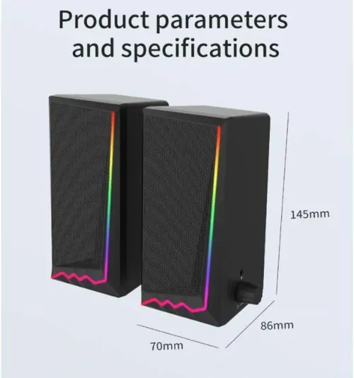 Haut parleur Baffle Filaire AUX Jack 3.5mm USB RGB SD162 pour ordinateur de bureau PC