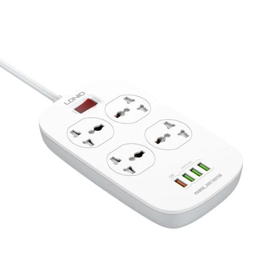 Multiprise Rallonge universelle LDNIO SC4407 4 Prise + 4 USB 5V 3.1A 2500W 2m