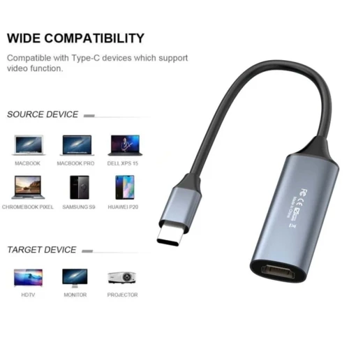 Carte d'acquisition Capture vidéo Audio USb-C Type-c HDMI 4K pour PS4 DVD caméra PC