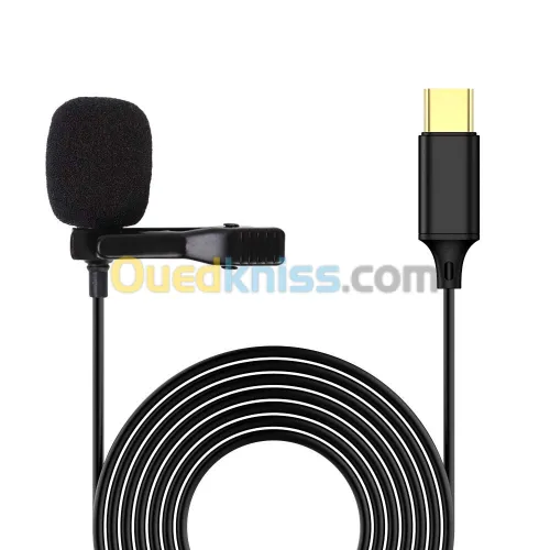 Microphone Cravate chemise Levalier enregistrement Micro audio filaire USB type-c 1.5m UN-203