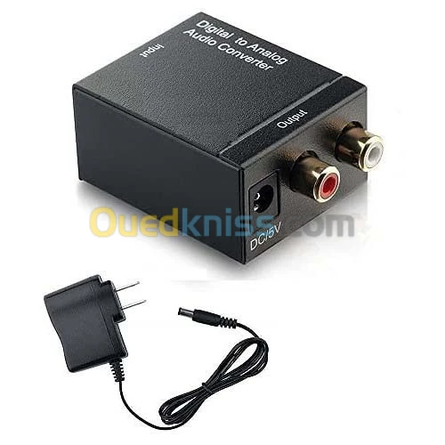Convertisseur audio Digital numérique Toslink fibre optique et Coaxial vers to Analogique 2 x RCA