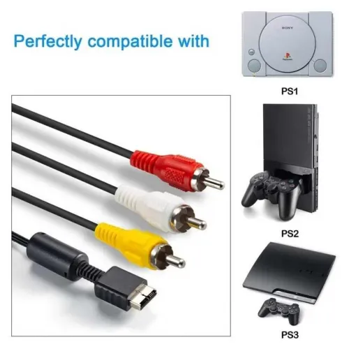 Cable Vidéo Audio PS2 vers AV RCA avec filtre 1.8m pour PS1 PS2 PS3