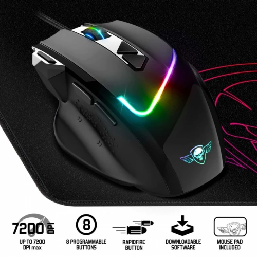 Souris + Tapis USB Spirit of gamer PRO-M3 RGB S-PM3RGB 7200dpi 8 Boutons programmables