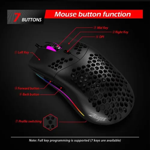 Souris Gaming Filaire USB Zelotes C-7 16000DPI RGB