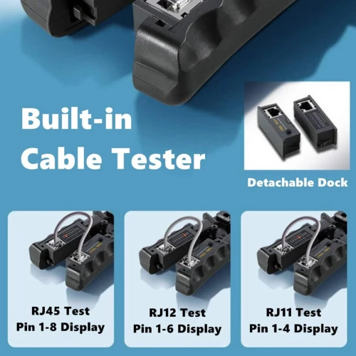 Kit Outil Réseau RJ45 RJ12 RJ11 Multifonction Pince a sertir / Dénudage / Testeur câble HT-486ST