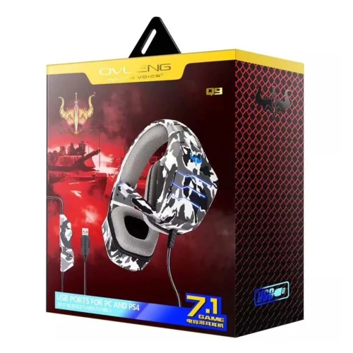 Casque Gaming USB 7.1 Ovleng Q9 E-sports avec Microphone pour PC, Laptop, PS4