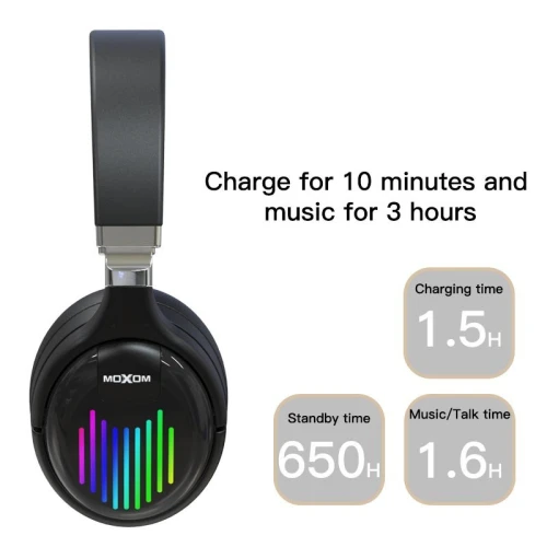 Casque Sans-fil Bluetooth 5.0 MOXOM MX-WL14 Pliable avec Microphone Micro SD AUX FM