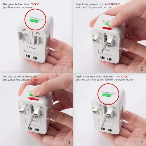 Prise Adaptateur Universel de Voyage EU UK US AU