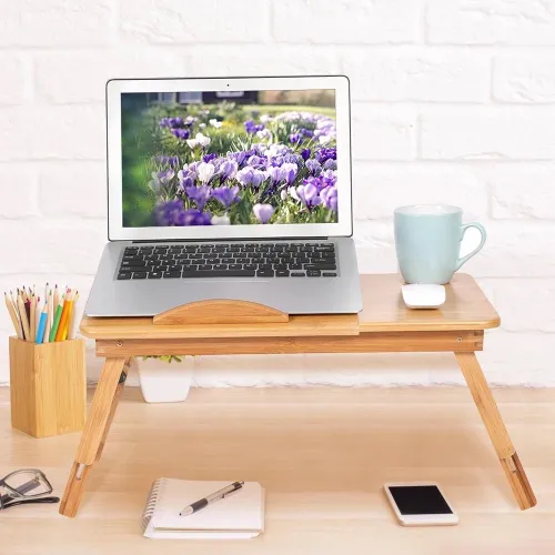 Table LAPTOP en bambou pliable avec ventilateur 50cm x 30cm BM60
