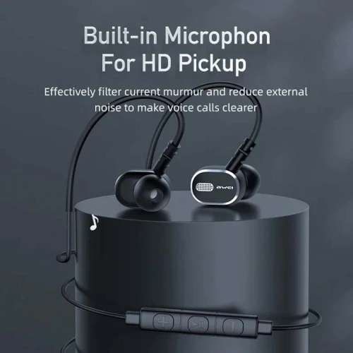 Ecouteur filaire USB-C AWEI TC-6 Sports avec microphone et boutons de commande 1.2m maintien sportif