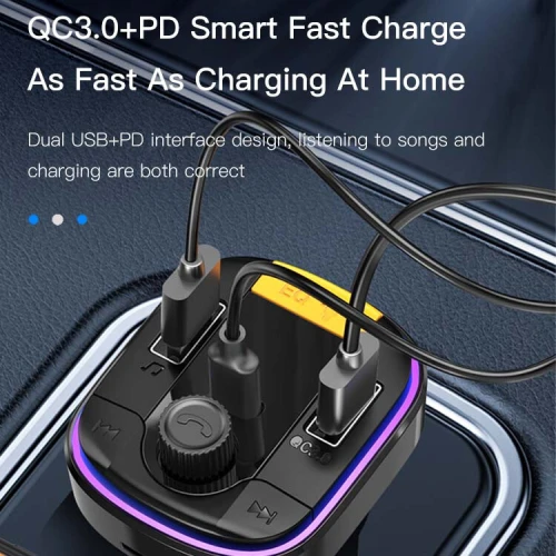YESIDO Y45 Transmetteur Emetteur FM Bluetooth + chargeur Auto 43W PD 20W QC3.0