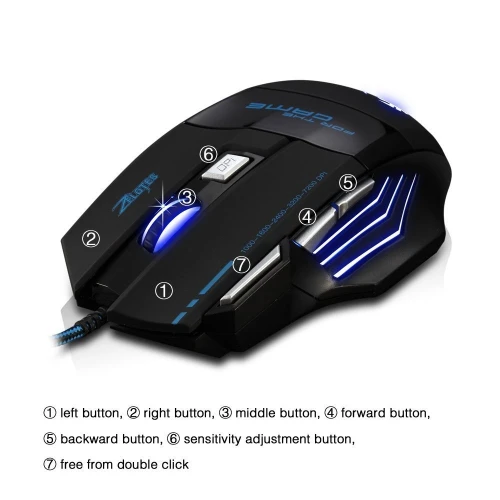Souris Gaming Filaire USB Zelotes T-80 7200DPI 7 boutons