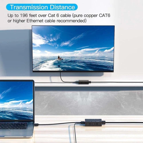 Amplificateur HDMI extender répéteur sur cable RJ45 1080P 60m pour PS4, TV Box, PC