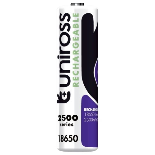 Pile Rechargeable UNIROSS Li-Ion 3.6V 2500mAh 18650 BT BP1 Bouton VRAC - UM18650BT25