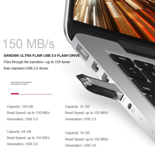 Flash disque Clé USB SanDisk Ultra flair USB 3.0 64GB 128GB 150Mb/s