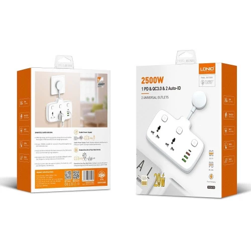 Multiprise universelle Chargeur LDNIO SC2413 2 Prise AC + 3 USB + 1 USB-C PD - 2500W