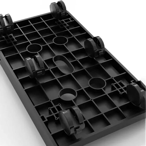 Support unité centrale sur 2 niveaux Unité PC Fixe et imprimante avec 6 roues - Noir