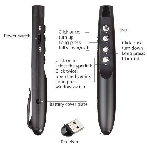 Pointeur laser Présentateur télécommandes de présentation Powerpoint sans-fil PP1000