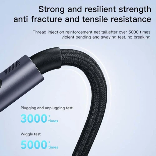 Câble de données et Charge tressé Type-c Vers Type-c 100W avec affichage Puissance YESIDO CA158 1.2m