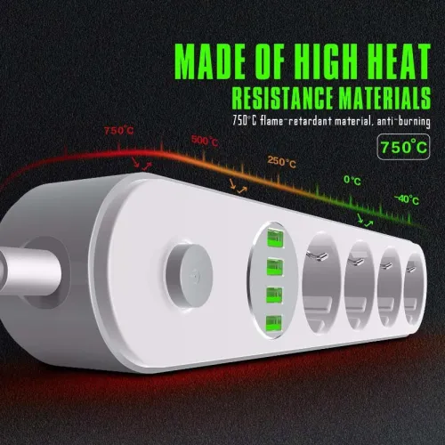 Multiprise Rallonge SIYOTEAM 4 Prise + 4 USB 5V 3.4A chargeur smartphone 2m SE4432 2500W