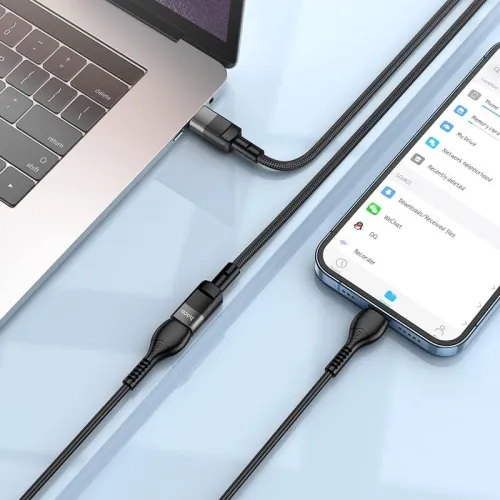Rallonge Type-c mâle to Type-c Femelle HOCO U107 3A 1.2m pour charge et transfert de données