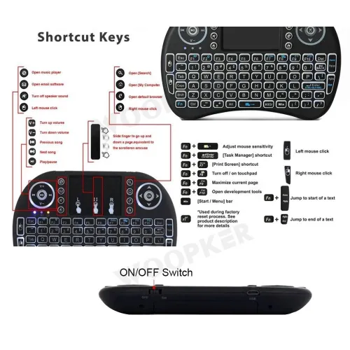 Mini Clavier Sans Fil 2.4 ghz rétro-éclairé Led Smart Tv Android Box Laptop Batterie rechargeable