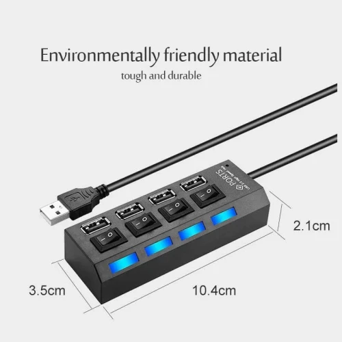 Hub USB 3.0 HI-Speed 4 Ports USB Avec Interrupteur Marche/Arrêt Pour PC MacOS