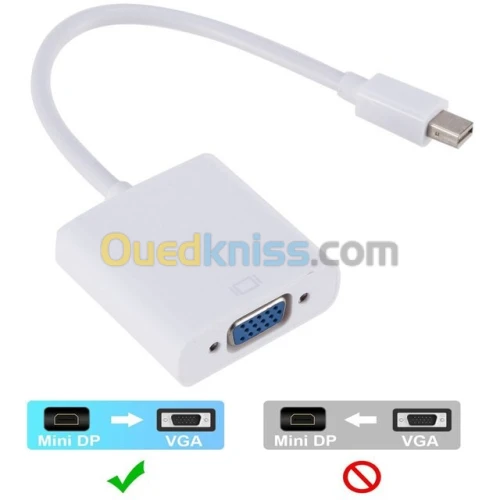 Adaptateur Convertisseur Mini Displayport DP mâle ( Thunderbolt ) vers VGA femelle 1080p