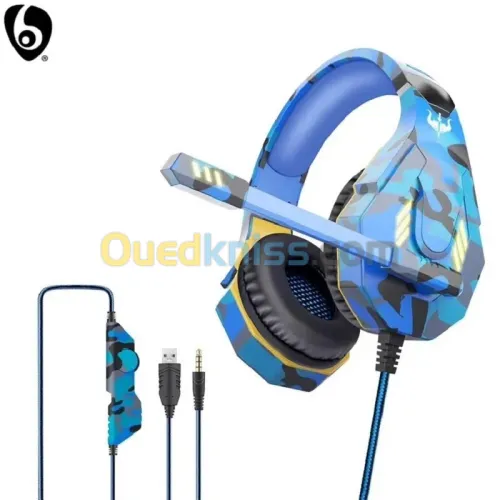 Casque Gaming Ovleng GT95 LED avec Microphone stéréo pour PS4 Smartphone - Bleu