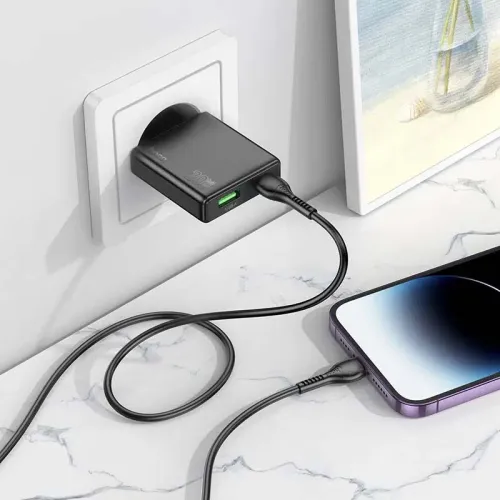 Chargeur Ultra Fin HOCO N38 Double Port USB QC3.0 + Type-c PD 20W + Cable Type-c vers Type-c 1m