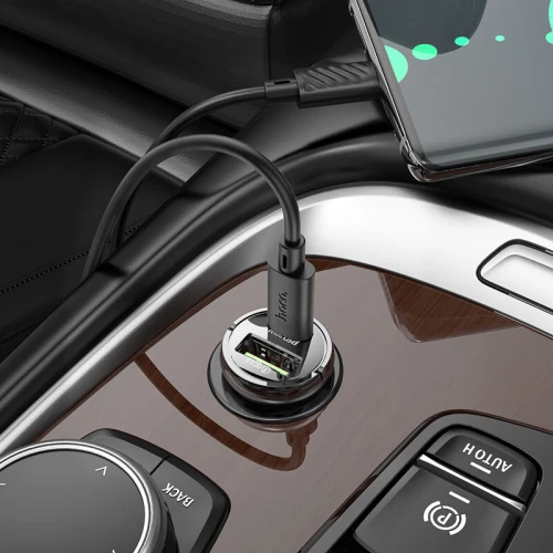 Chargeur AUTO 30W Type-c PD + USB QC3.0 HOCO Z53A + Câble USB-C Vers USB-C / Lightning 1m