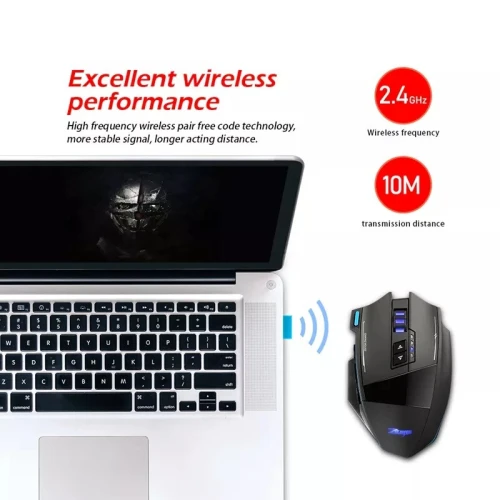 Souris Double Mode Filaire et Sans Fil 2.4ghz Rechargeable ZELOTES F-15 RGB 9 boutons