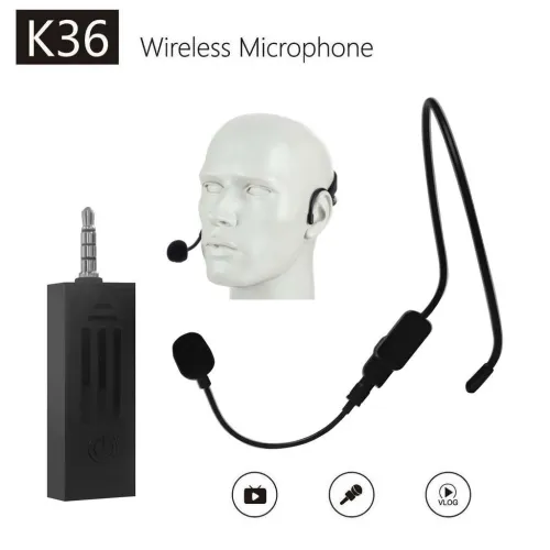 Microphone Lavalier avec casque sans-fil 2,4 GHz K36 Single 30m